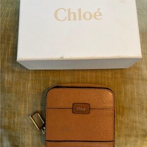 Chloe Brown Leather Small Zip Wallet
